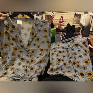 2 Piece Bodysuit with Sunflowers
